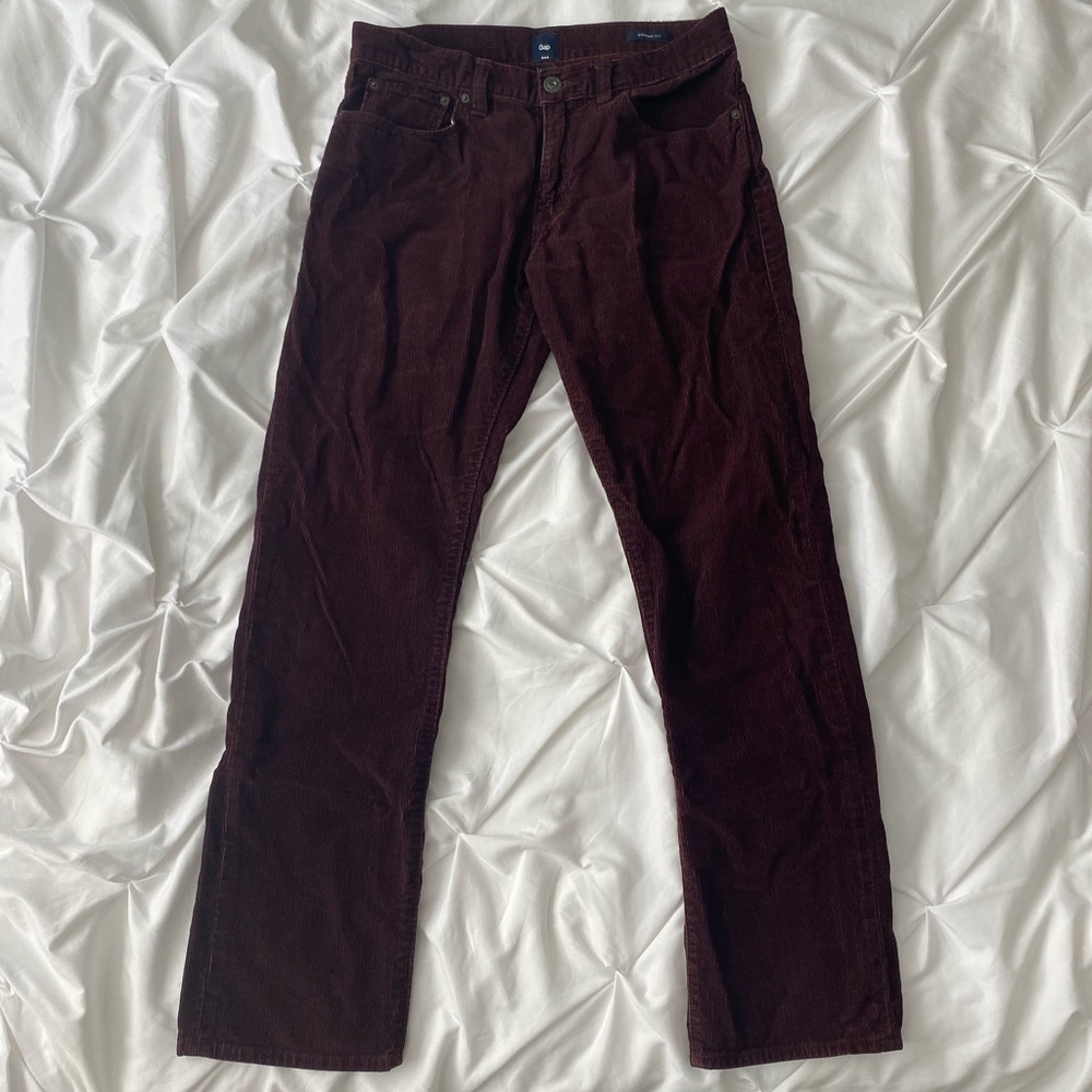 Men’s GAP corduroy pants, straight fit, burgundy
